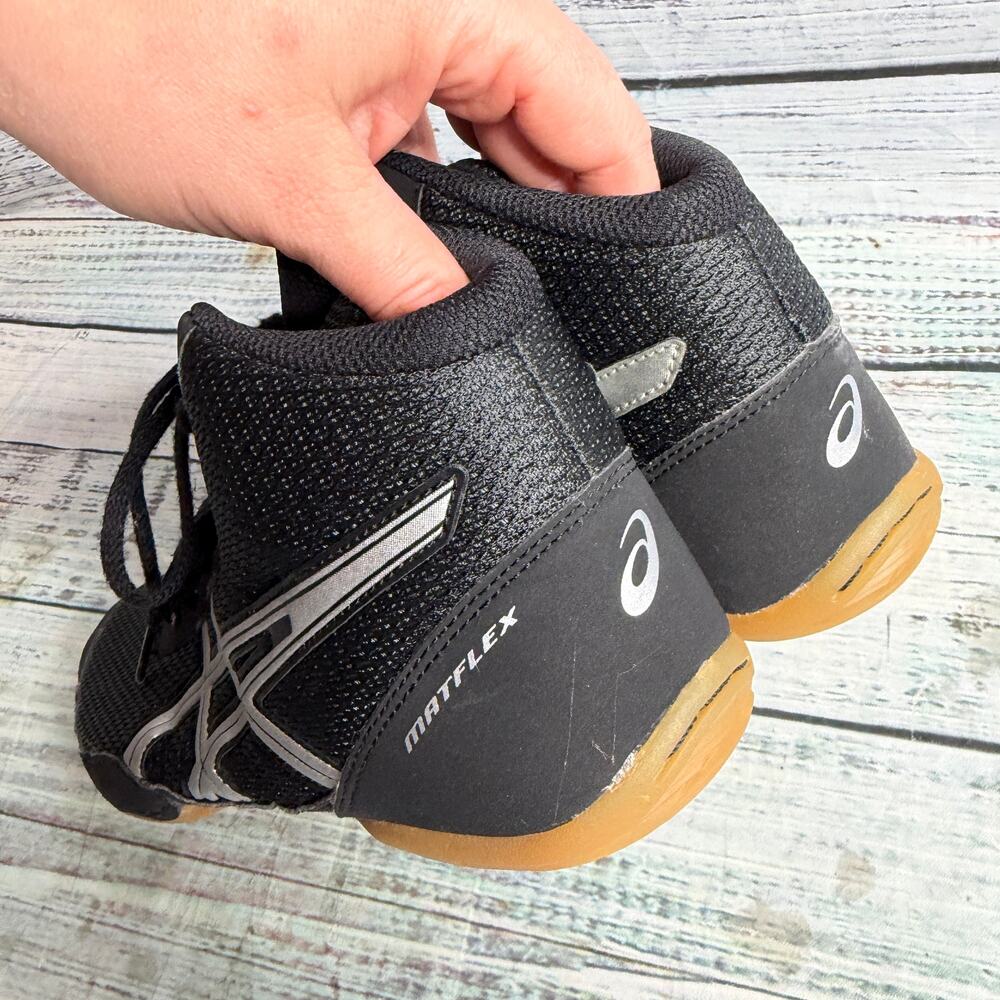 ASICS Matflex Wrestling Shoes Black Silver Mid Top Women's 6 EU 37.5 - Picture 4 of 5